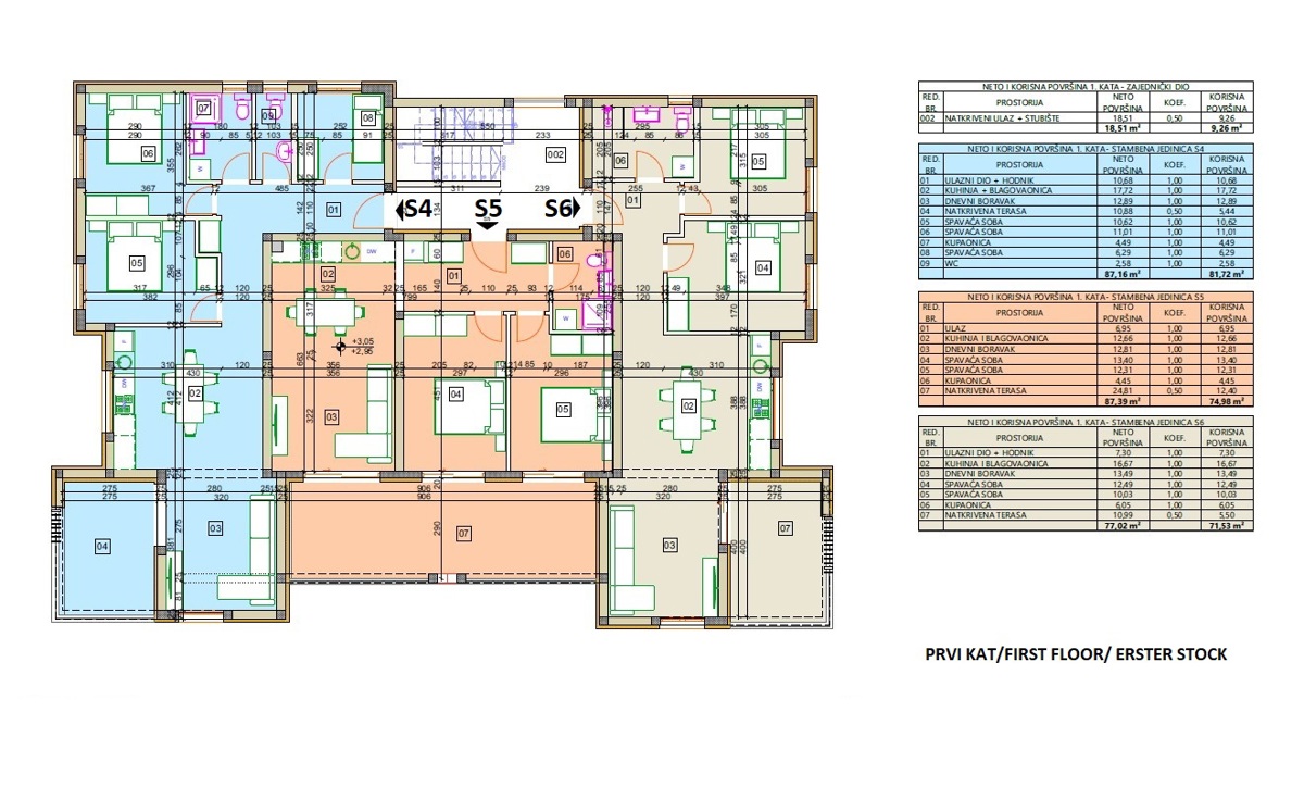 Vodice, novogradnja! S4 stanovanje v 1. nadstropju, 88 m² s teraso in pogledom na morje
