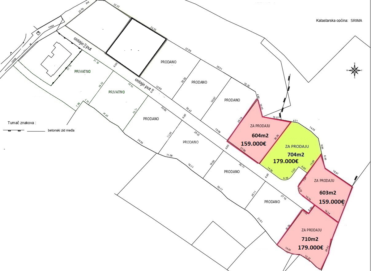 Srima, Vodice - gradbeno zemljišče 710 m2, 550 m od plaže
