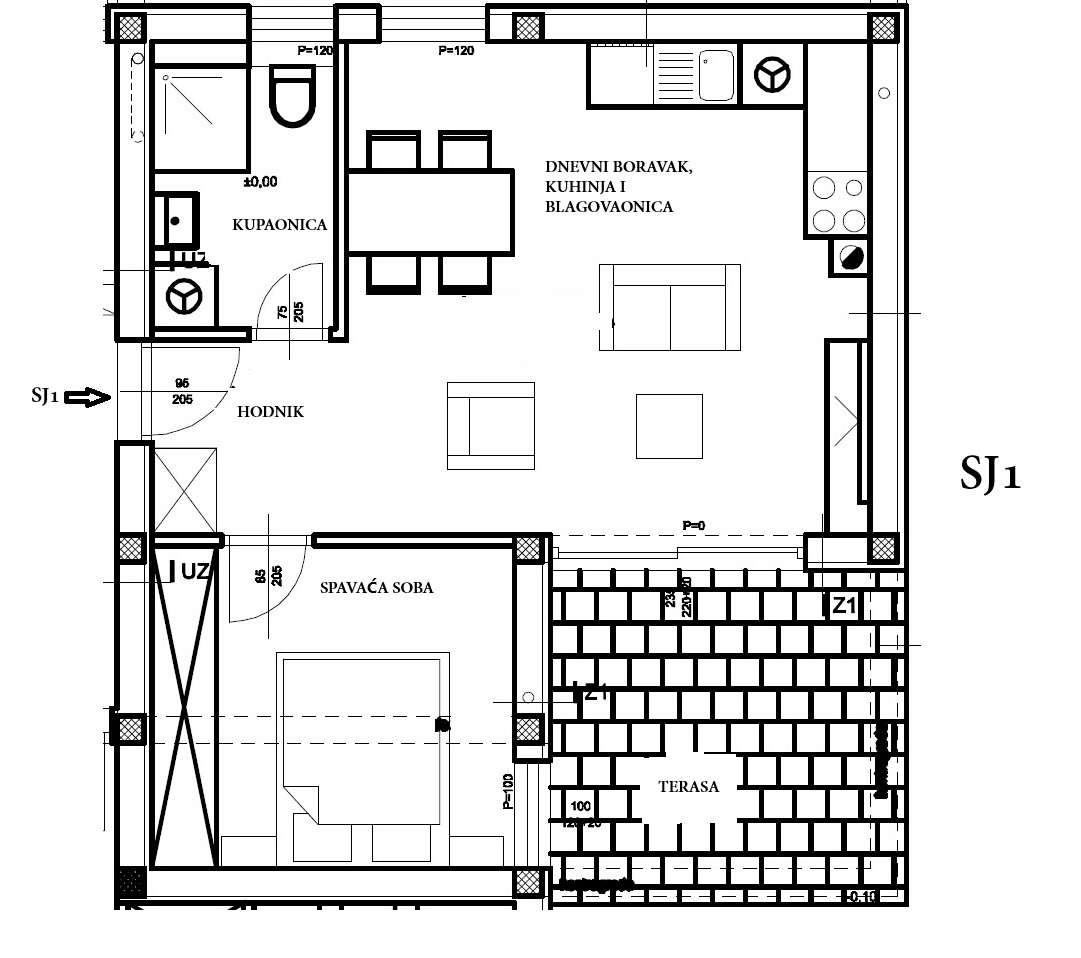 Vodice - Stanovanje S1 v pritličju z vrtom, 800 m od plaže