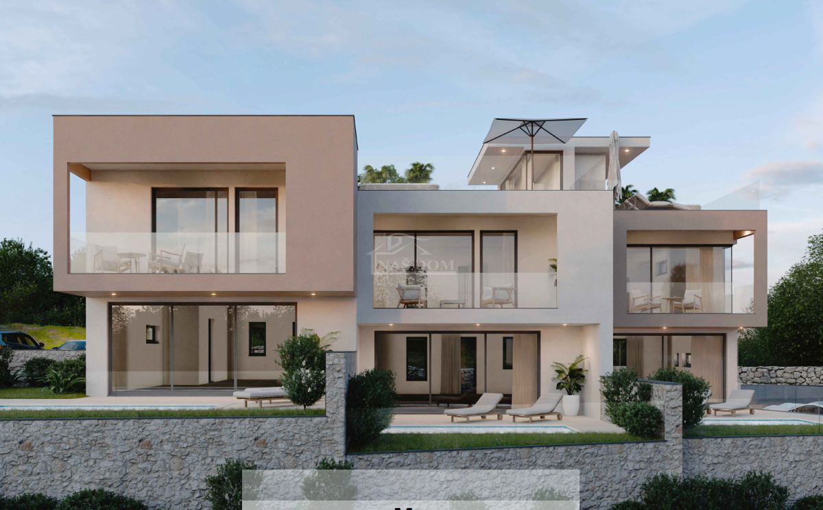 Vodice - S1 vrstna hiša, bazen, pogled na morje - NOVOGRADNJA