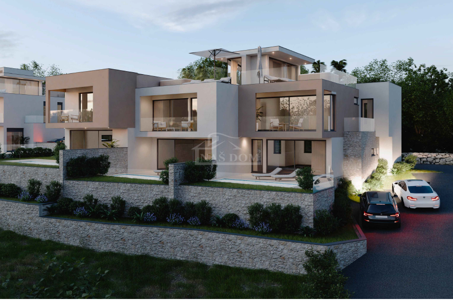 Vodice - S1 vrstna hiša, bazen, pogled na morje - NOVOGRADNJA