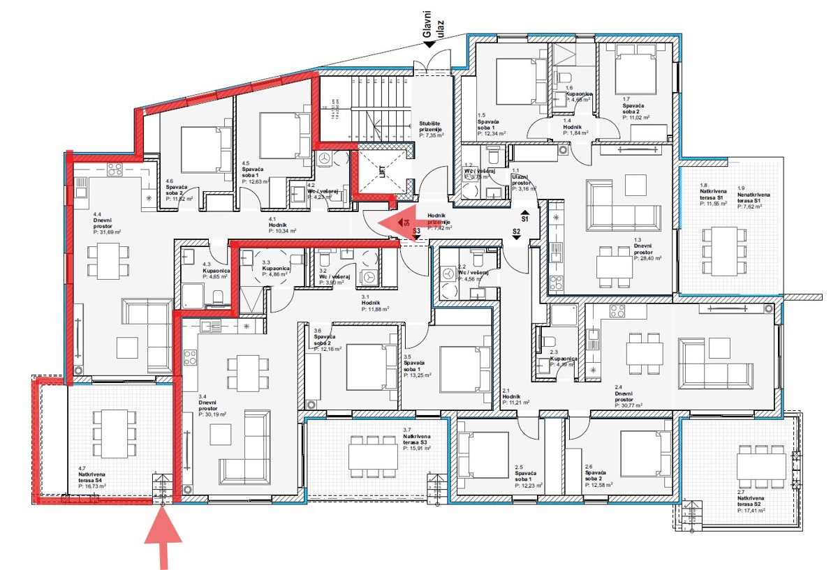 Vodice - Luksuzno stanovanje S4 v pritličju, pogled na morje