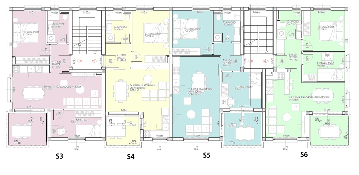 Vodice - Dvosobno stanovanje S7 z razgledom na morje, drugo nadstropje, novogradnja
