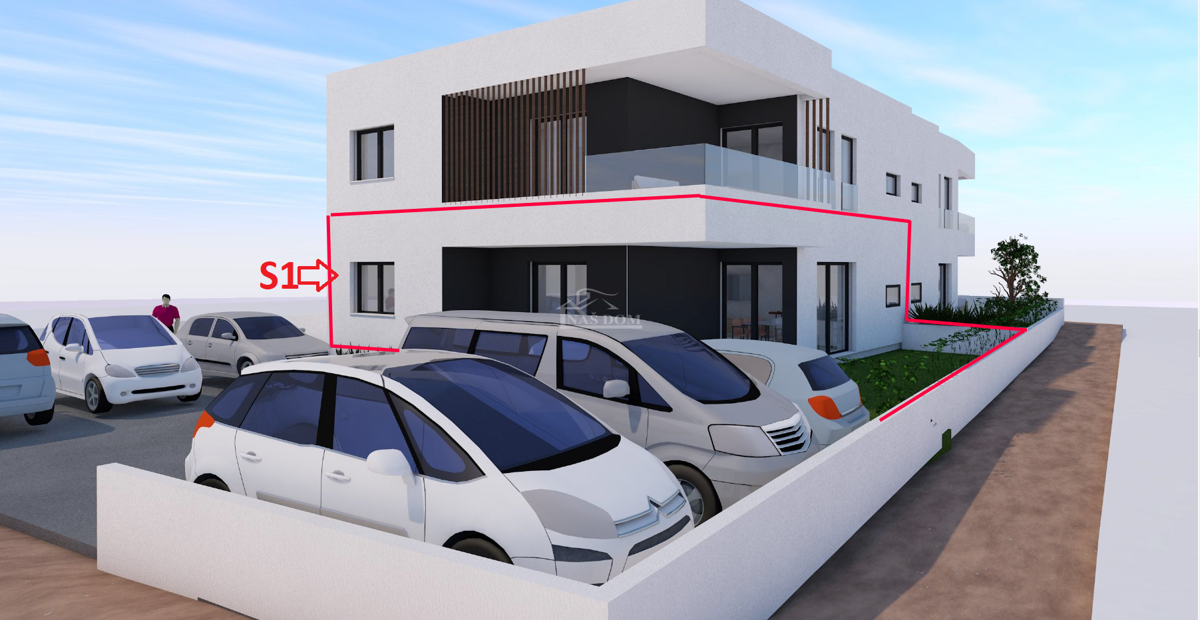 Vodice - S1 stanovanje v pritličju 81,29 m2, vrt