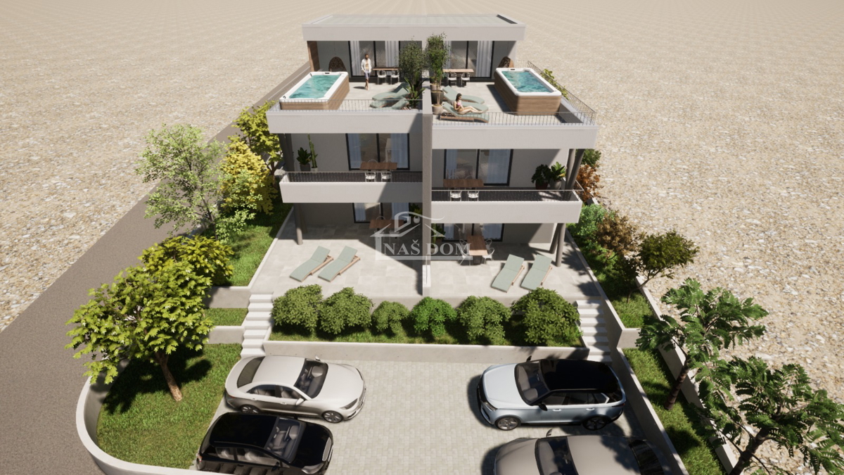 Vodice - **NOVOGRADNJA** S2 stan s vrom, pogled na more