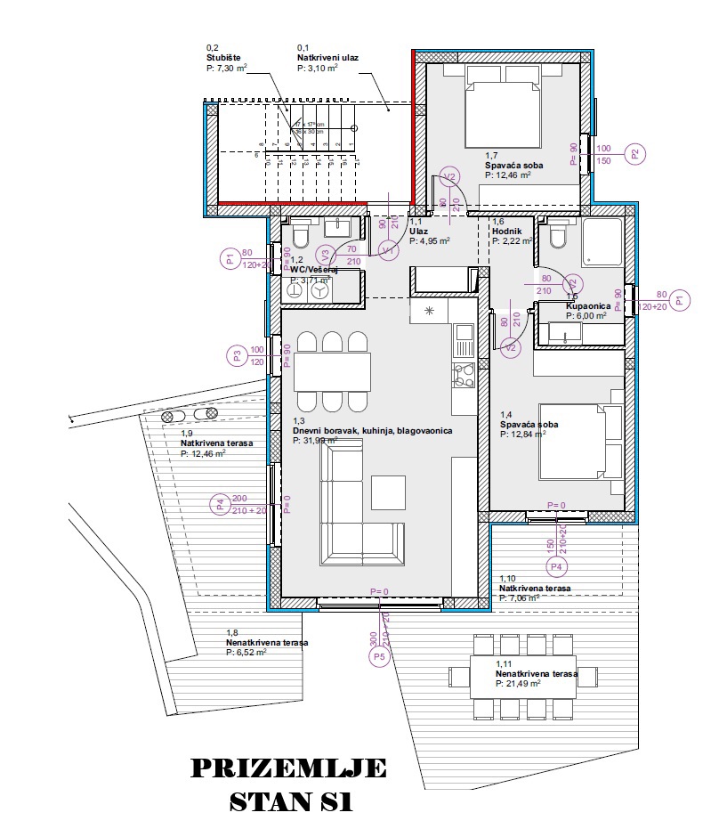 Vodice - Luksuzno stanovanje S1 z vrtom, mirna lega
