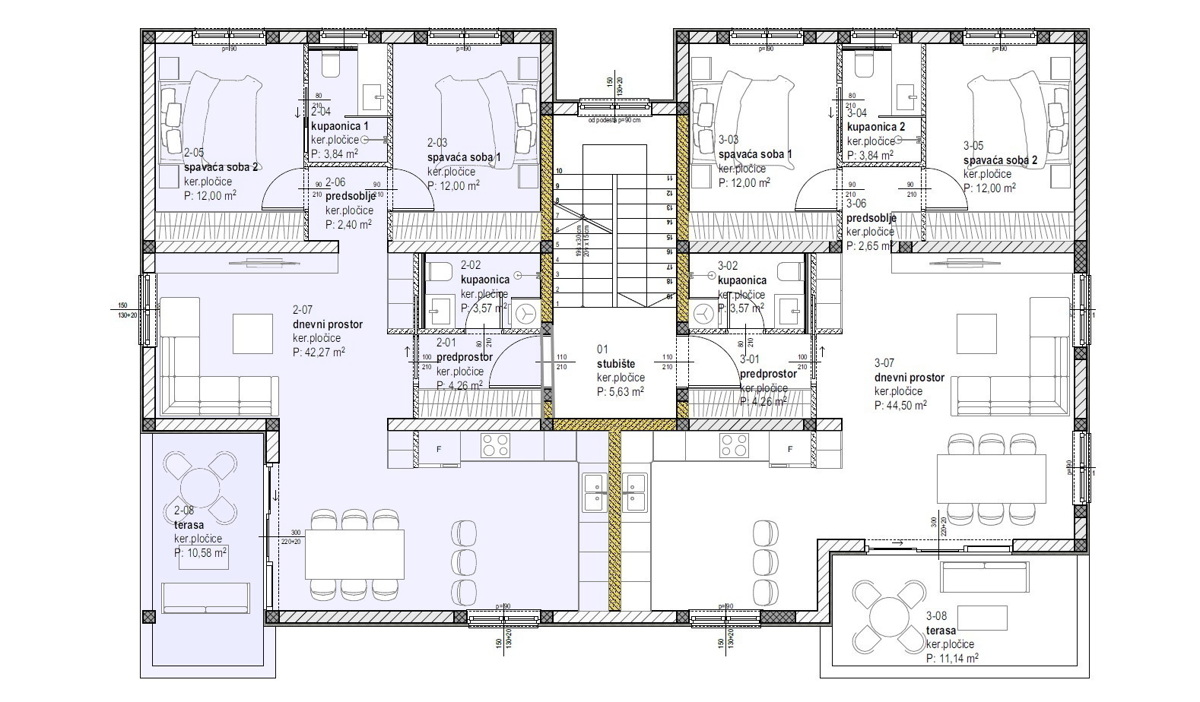 Vodice - NOVOGRADNJA Stanovanje 93 m2, prvo nadstropje, 2S+DB