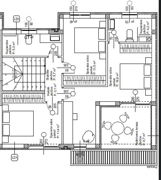 Vodice - Moderna dvojna hiša S2, 1300 m od plaže