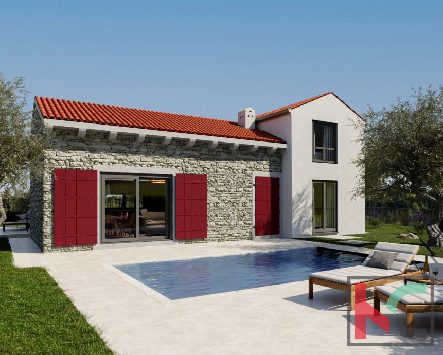Istra, Svetvinčenat, hiša z bazenom 111m2 v izgradnji, na ključ, #prodaja