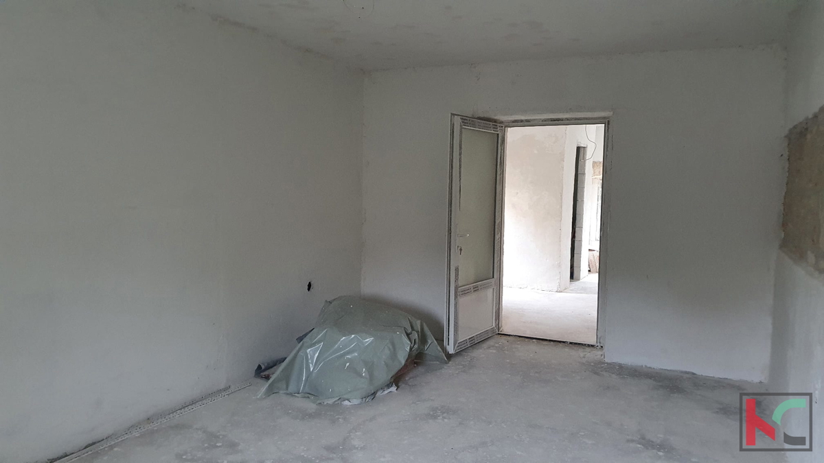Istra, kamnita hiša v okolici Rovinja, 120m2, v visoki roh-bau fazi s pogledom na morje, #prodaja