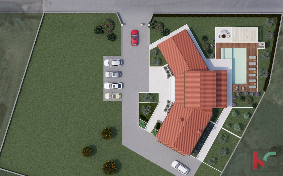 Rovinjsko Selo, nedokončano hišo 450m2, vrt 3521m2