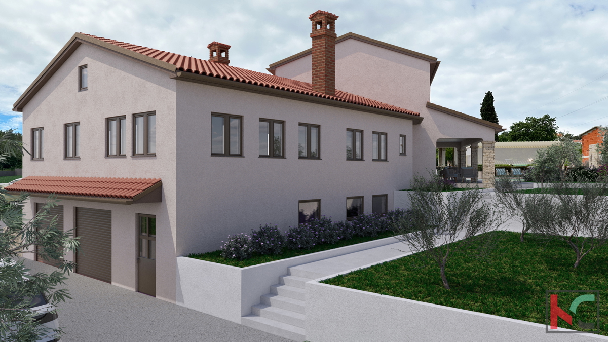 Rovinjsko Selo, nedokončano hišo 450m2, vrt 3521m2