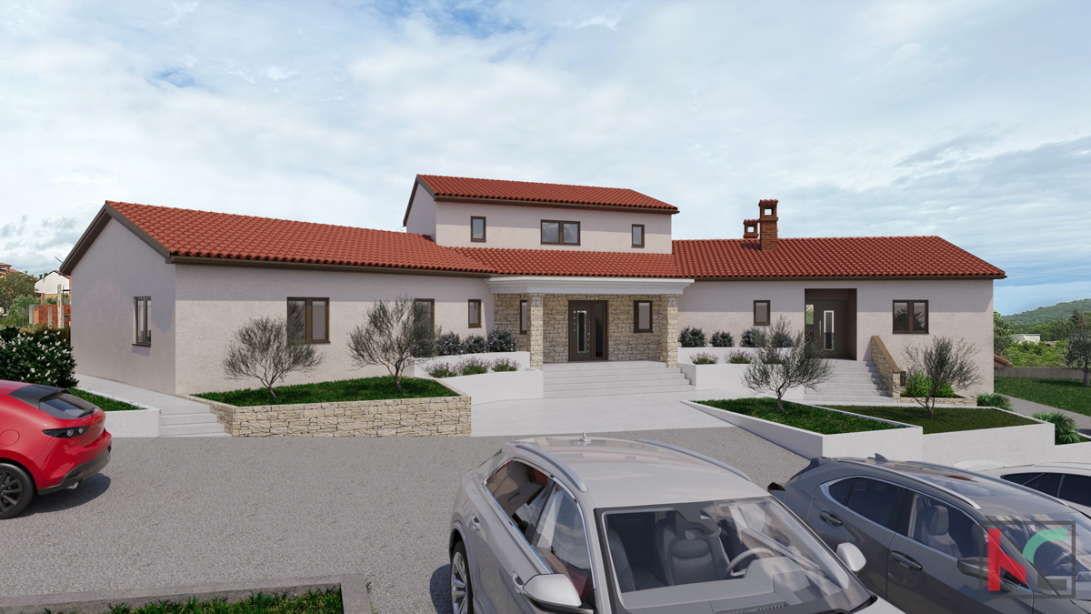 Rovinjsko Selo, nedokončano hišo 450m2, vrt 3521m2