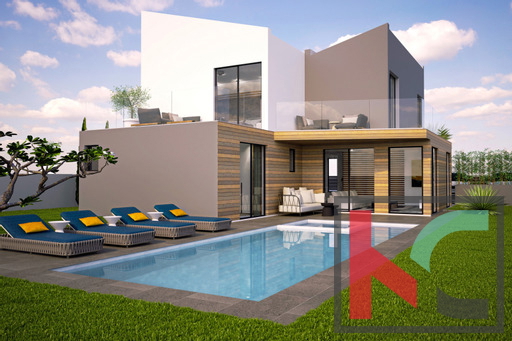 Istra, Orbanići, moderno dizajnersko opremljena vila v izgradnji 194m2