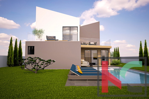 Istra, Orbanići, moderno dizajnersko opremljena vila v izgradnji 194m2