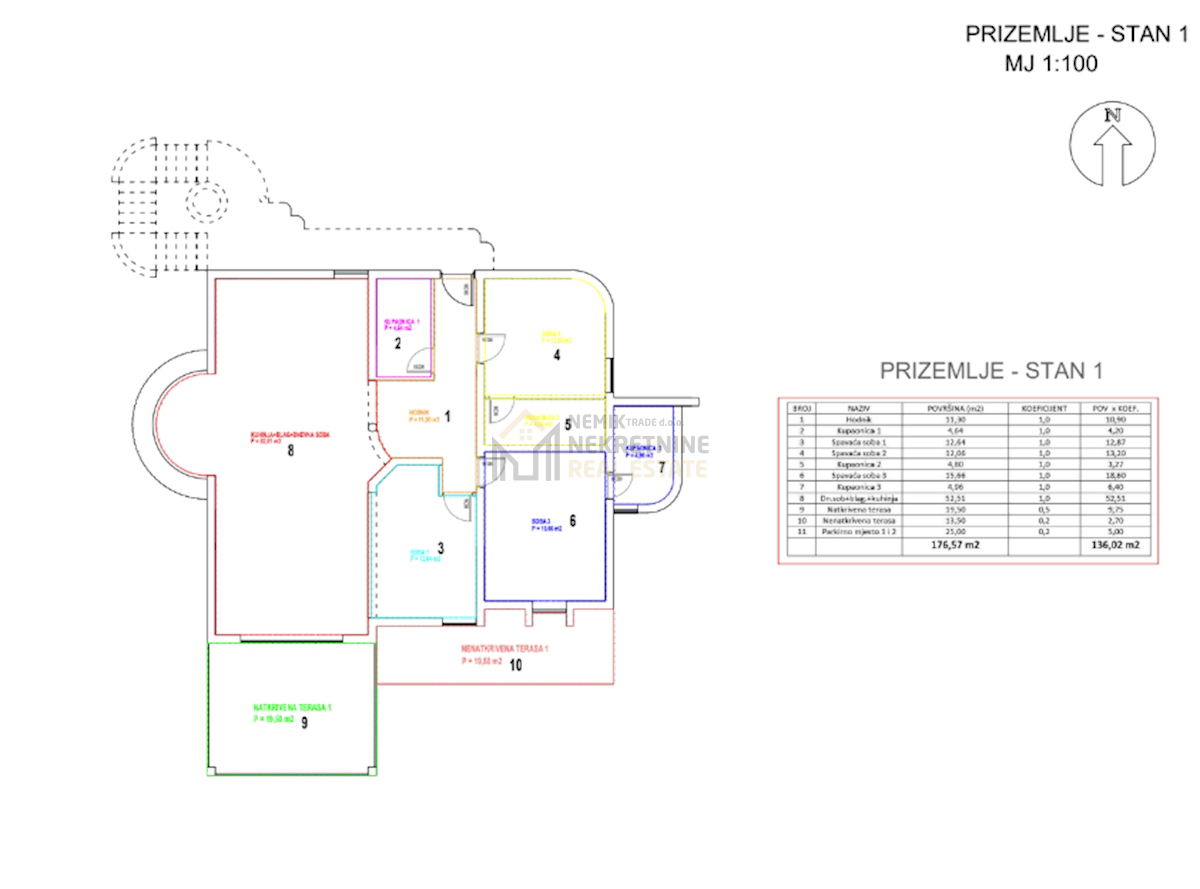 SEVID, PRITLIČNI APARTMA S 3 SPALNICAMI 100 M OD MORJA