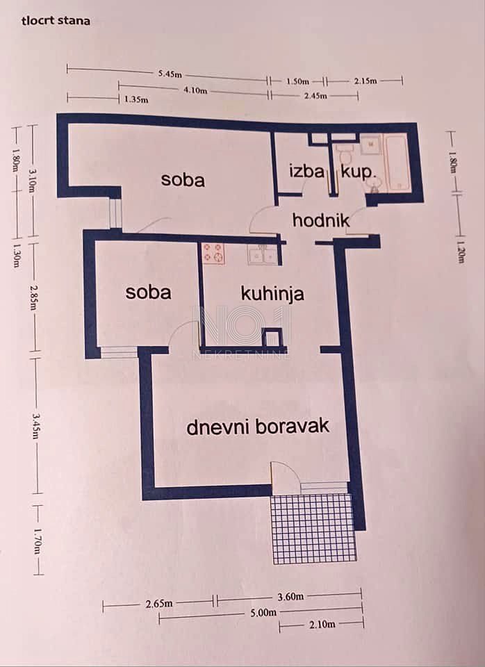 Donji Zamet - prodaja na novo obnovljenega dvosobnega stanovanja