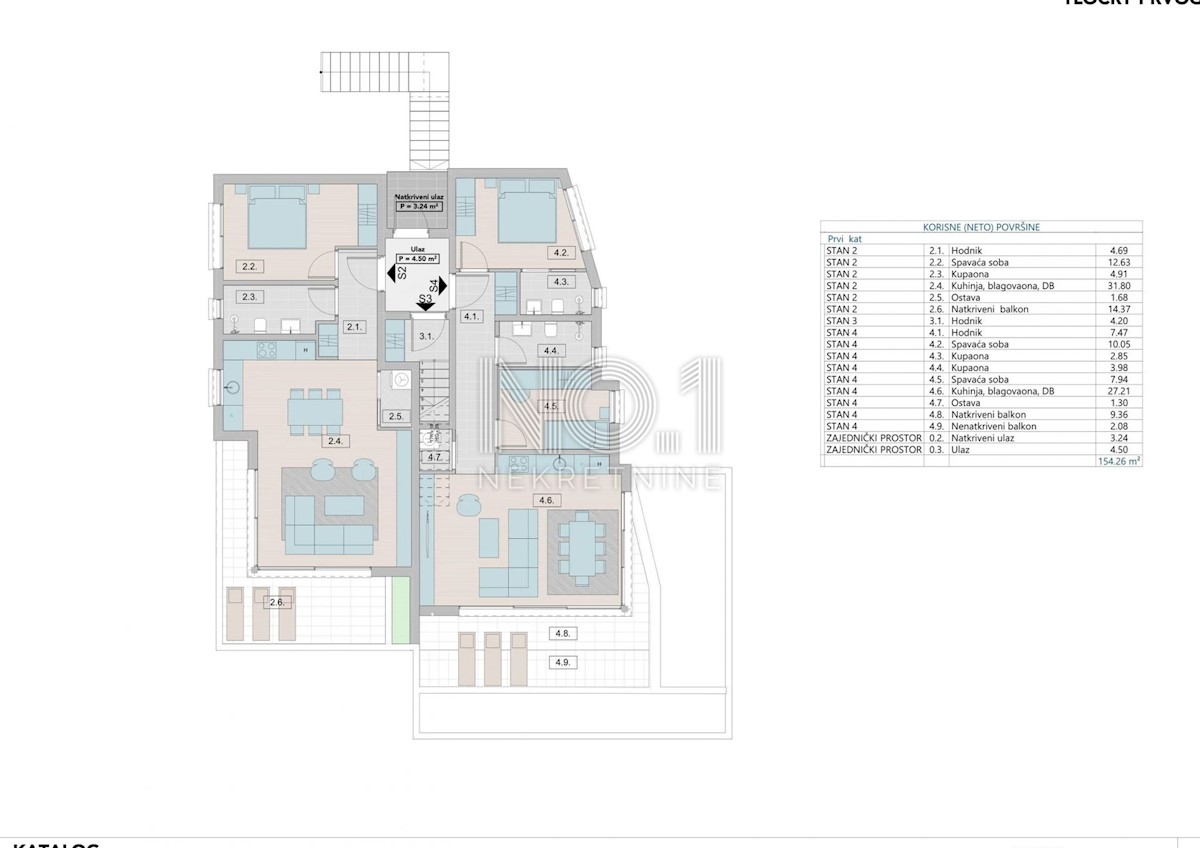 Krk - S3 Penthouse s pogledom na morje