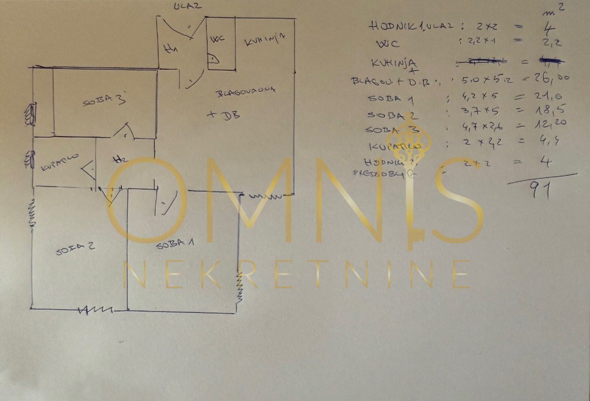 RIJEKA – GORNJA VEŽICA, trisobno stanovanje z dnevno sobo, 91 m²