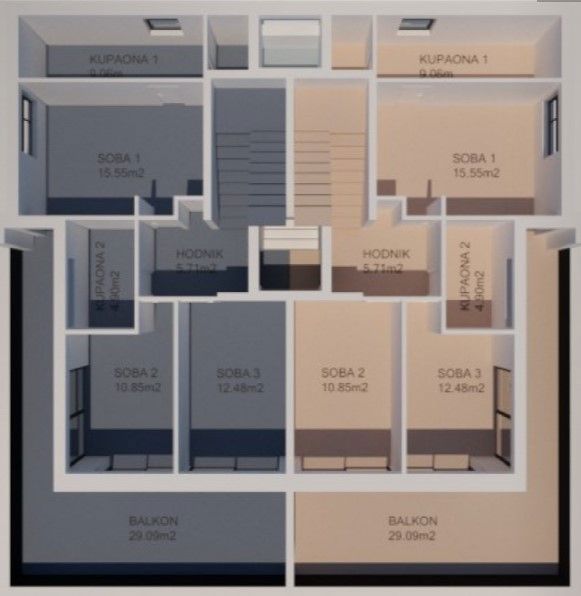 Krk - novogradnja, velik dvoetažni apartma s pogledom na morje