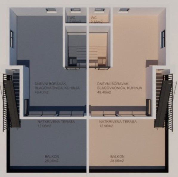 Krk - novogradnja, velik dvoetažni apartma s pogledom na morje