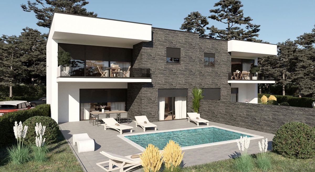 Luksuzno stanovanje 151 m² z bazenom in vrtom – 100 m od morja, Kraljevica
