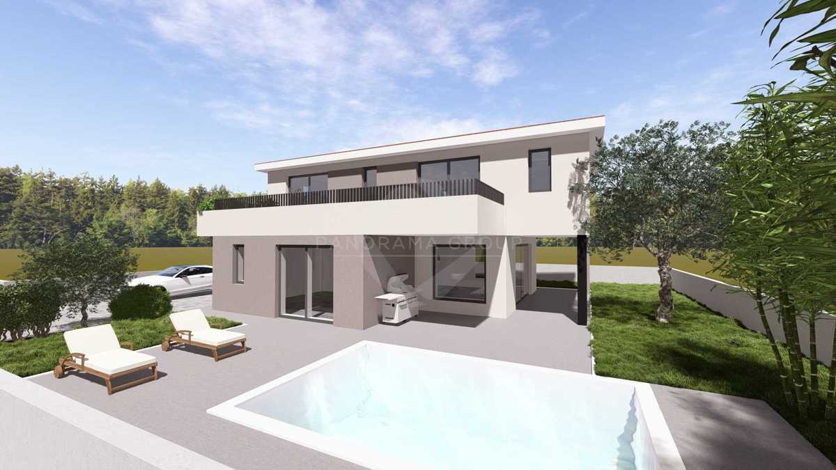 Gradbeno zemljišče s projektom – 573 m², družinska hiša 198 m² s bazenom in vrtom