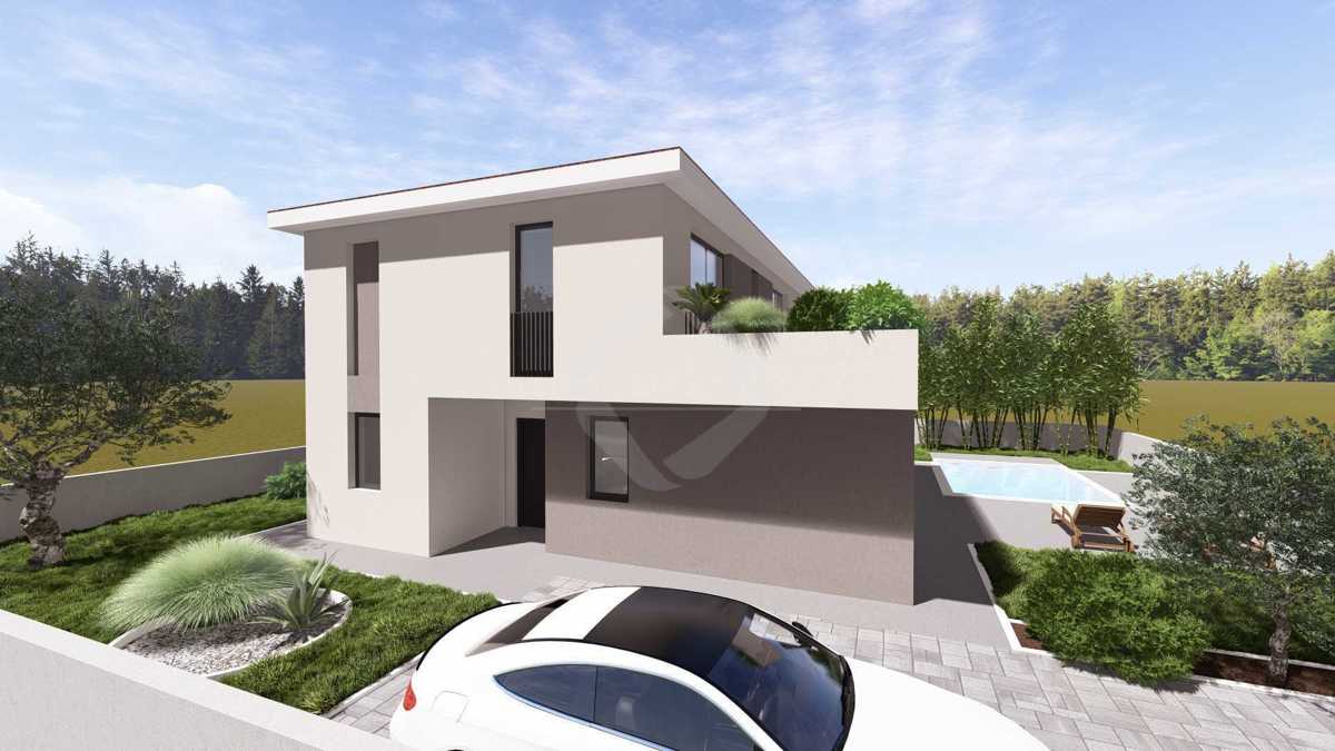 Gradbeno zemljišče s projektom – 573 m², družinska hiša 198 m² s bazenom in vrtom