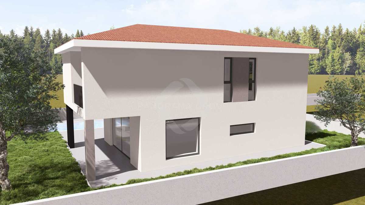 Gradbeno zemljišče s projektom – 573 m², družinska hiša 198 m² s bazenom in vrtom