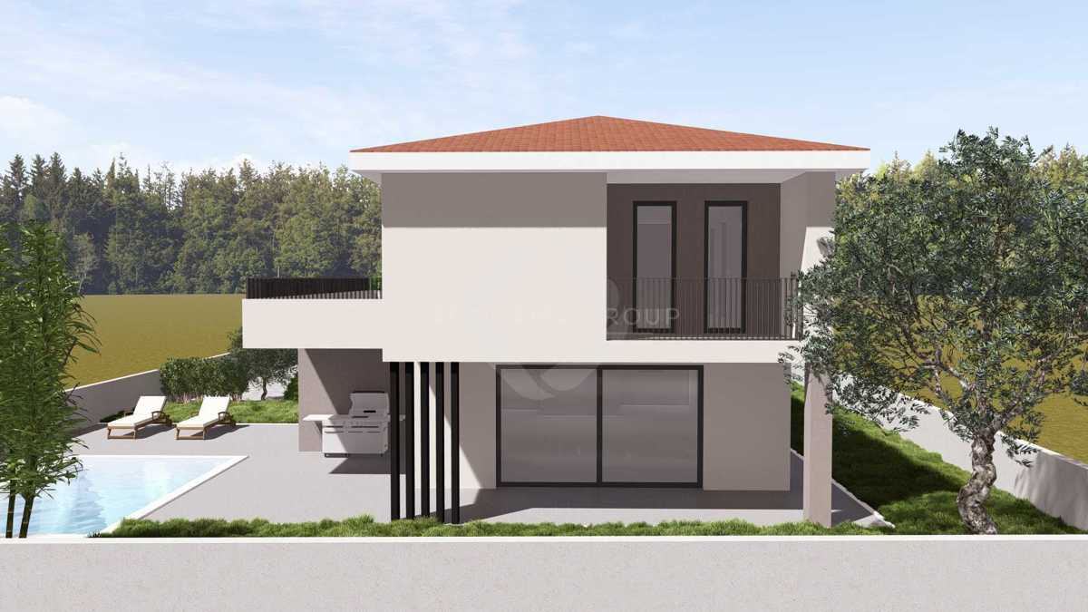 Gradbeno zemljišče s projektom – 573 m², družinska hiša 198 m² s bazenom in vrtom
