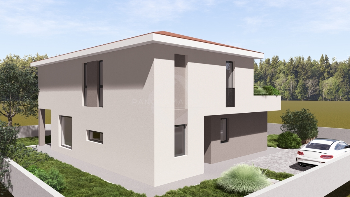 Gradbeno zemljišče s projektom – 573 m², družinska hiša 198 m² s bazenom in vrtom