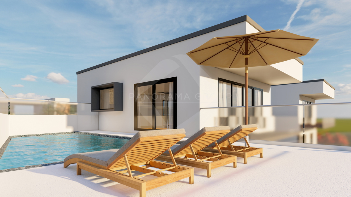 Novo! Dvojček  z bazenom in pogledom na morje – Brzac