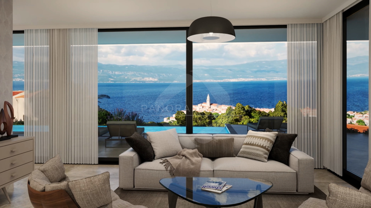 Luksuzna družinska hiša s bazenom in panoramskim pogledom na morje – Vrbnik, otok Krk