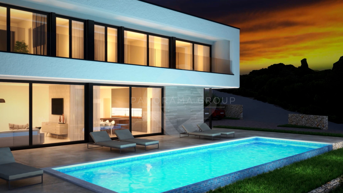 Luksuzna družinska hiša s bazenom in panoramskim pogledom na morje – Vrbnik, otok Krk