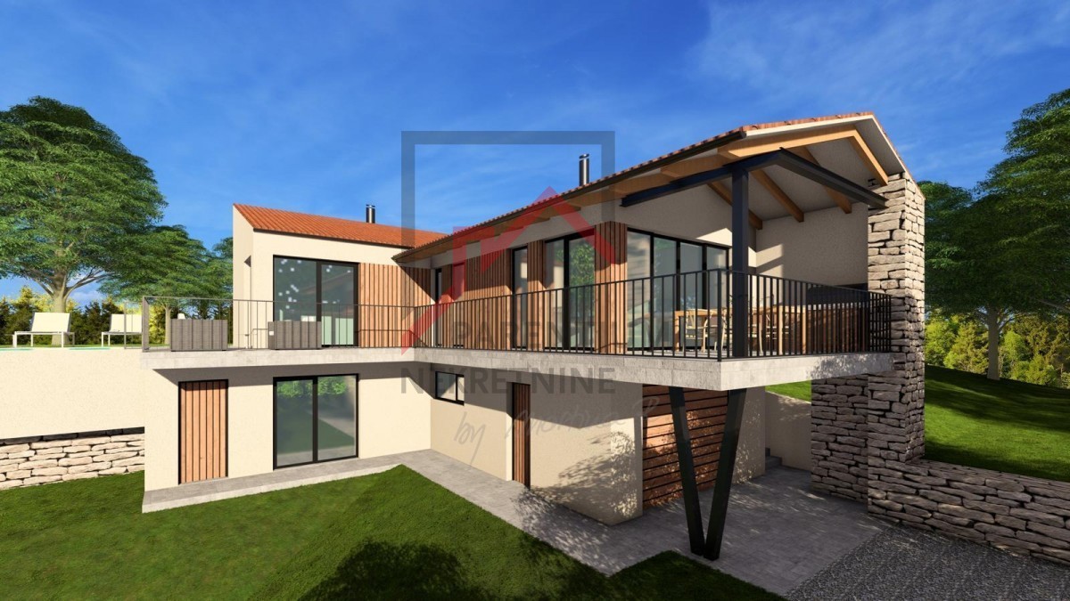 Istra, Žminj - Gradbeno zemljišče z dovoljenjem in projektom za hišo z bazenom