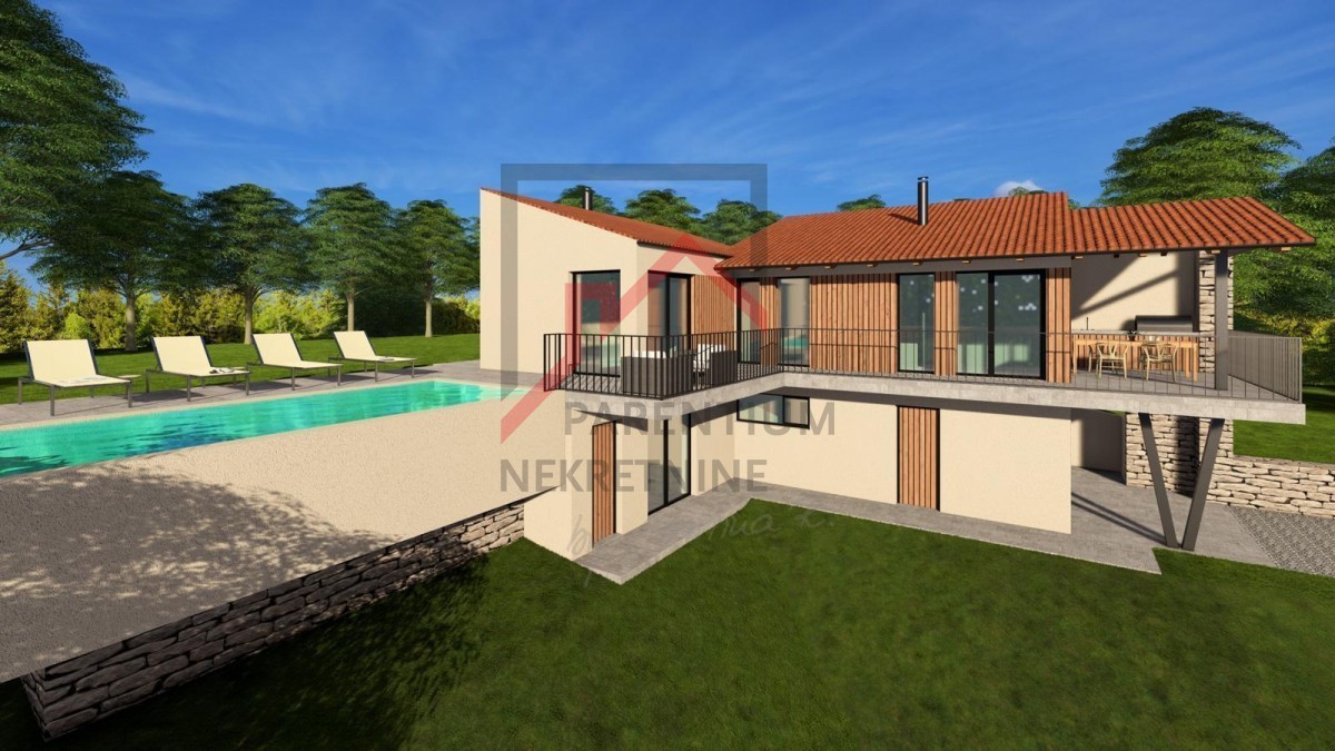 Istra, Žminj - Gradbeno zemljišče z dovoljenjem in projektom za hišo z bazenom