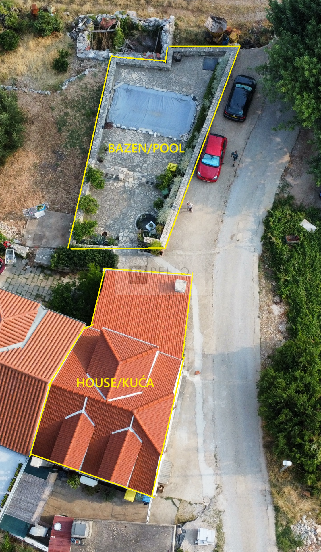 Kamnita hiša z bazenom in čudovitim razgledom na morje v Viganju