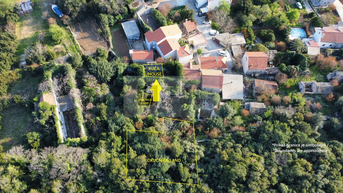 Kamnita hiša za obnovo z zemljiščem – Pelješac