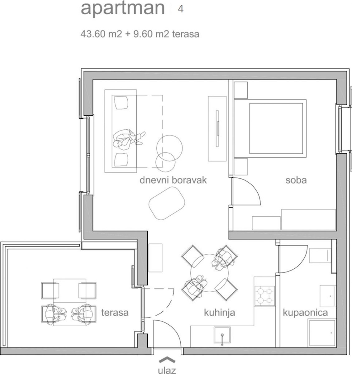 Apartma S4 s teraso in parkirnim mestom, Vrboska – otok Hvar