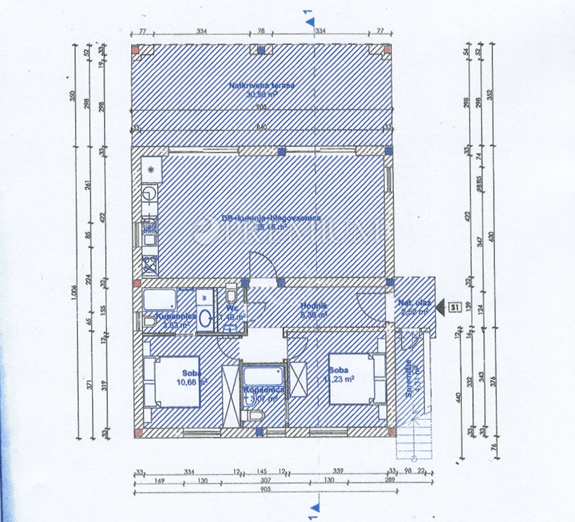 Malinska, Porat, opremljen apartma z veliko dvorišče!