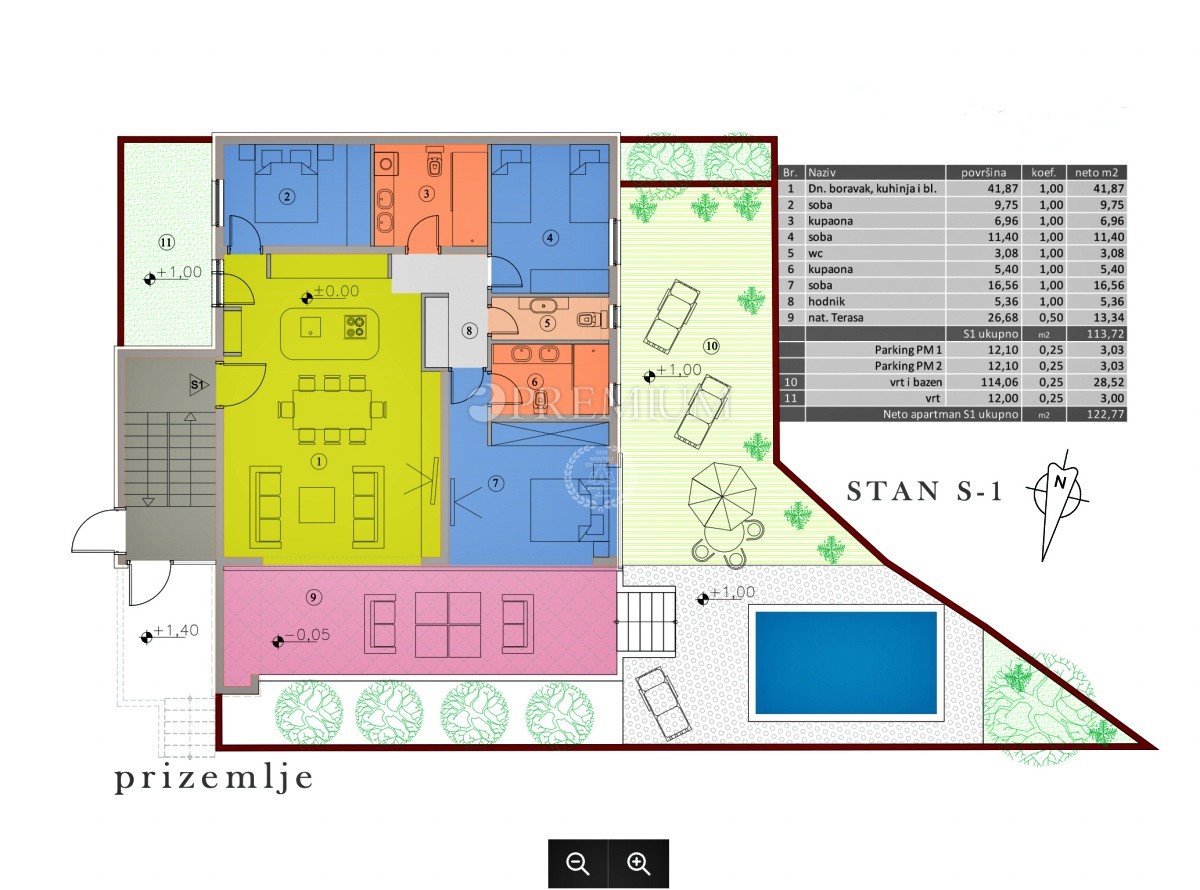 Malinska, prodaja, stanovanje v pritličju novogradnje, z vrtom in bazenom!
