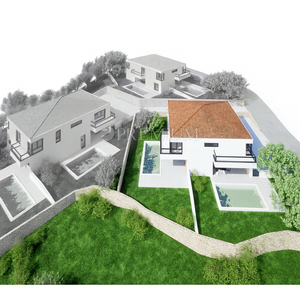 Malinska: Moderna Hiša z Bazenom, 160 m od Morja!