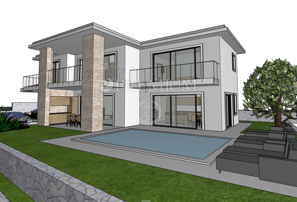 Brzac, otok Krk – zemljišče z dovoljenjem! Pogled na morje