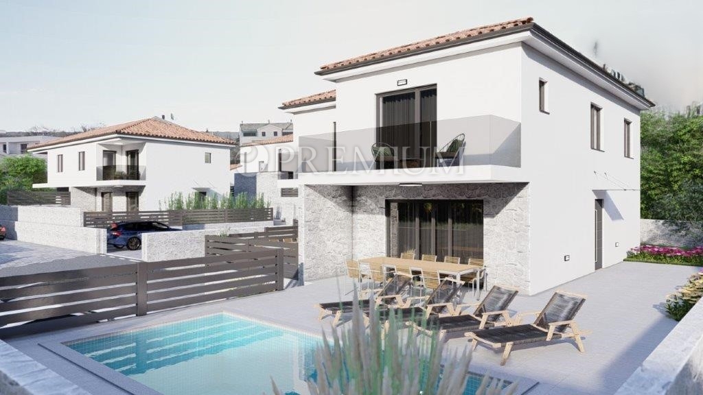 Malinska moderna dvojna hiša novogradnja!