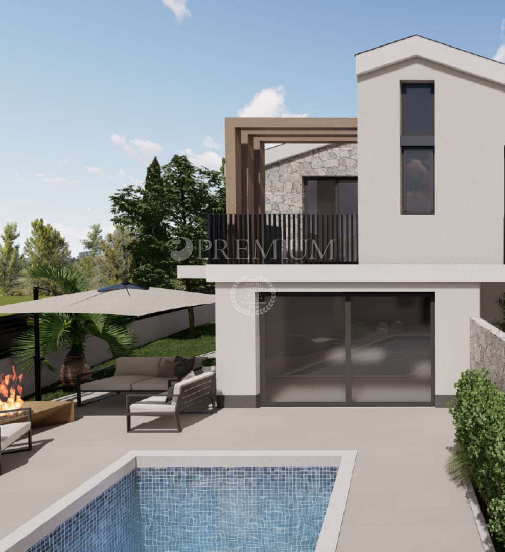 Malinska, hiša z bazenom na robu gradbene cone!