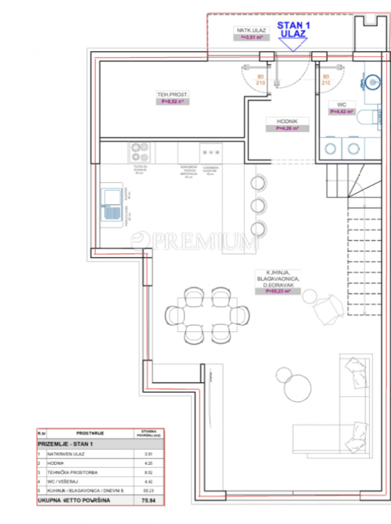Malinska, hiša z bazenom na robu gradbene cone!
