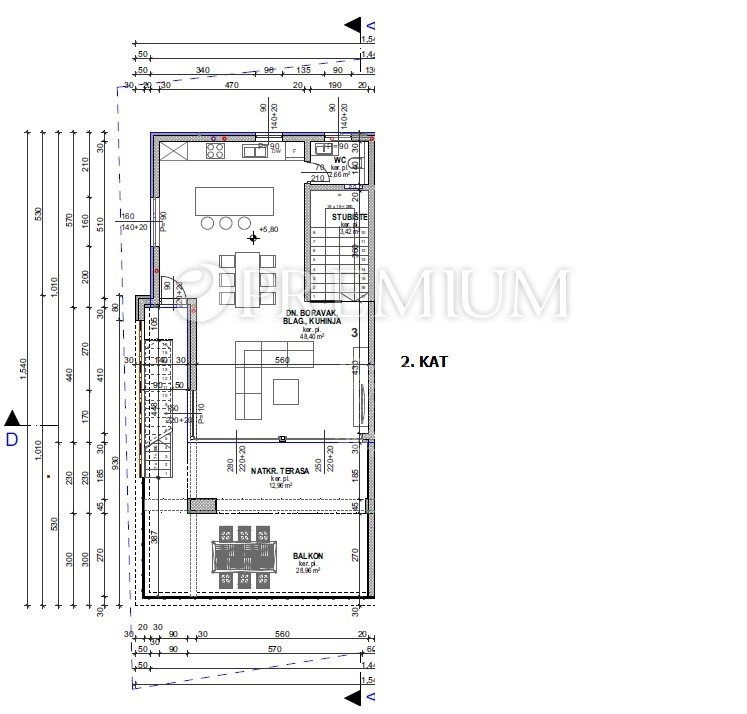 Krk, dvoetažni apartma s strešno teraso in bazenom!