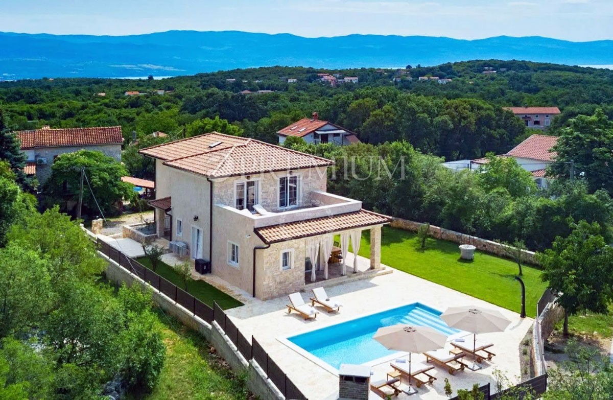 Dobrinj, environs - nouvelle maison individuelle en pierre avec piscine !