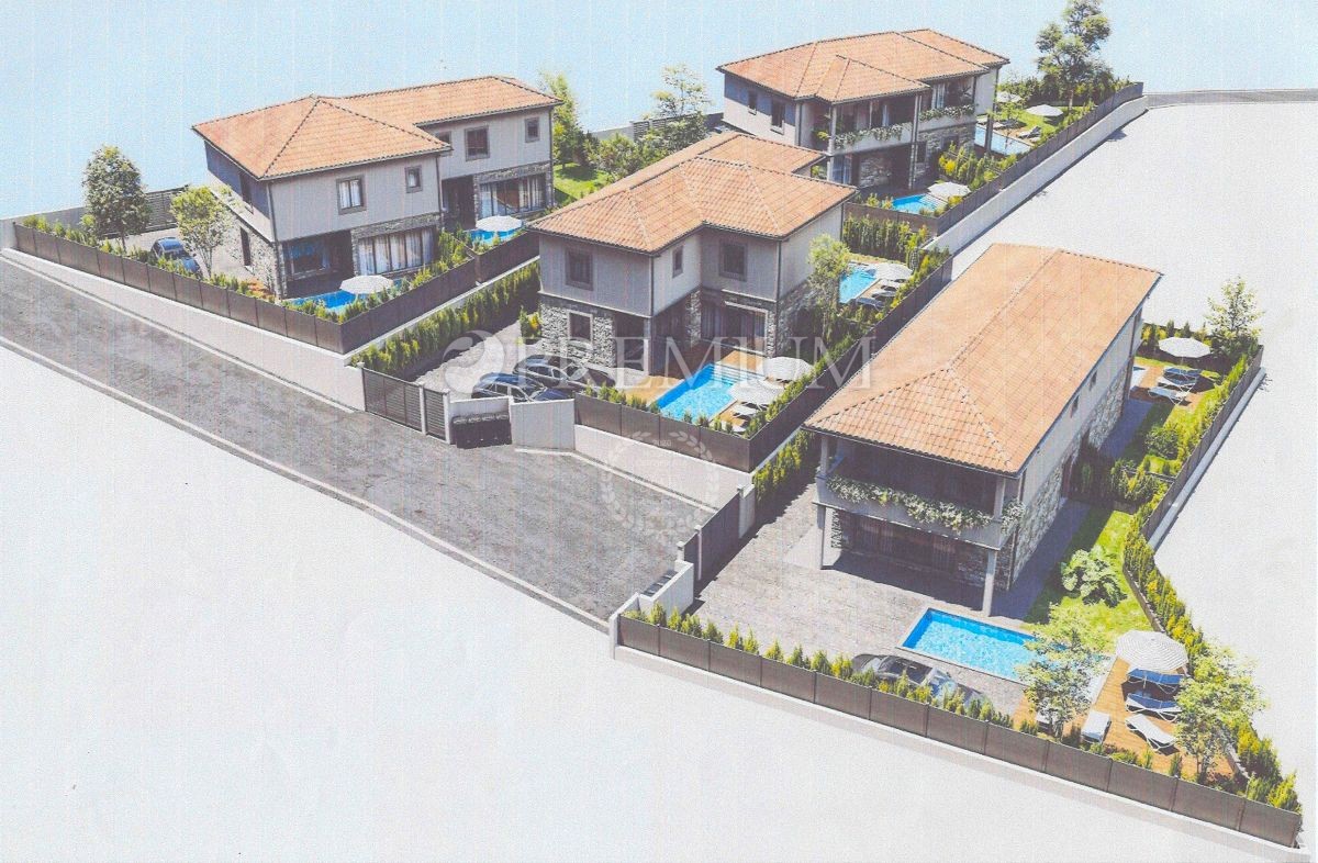 Malinska, zazidljivo zemljišče, projekt za dvojček hišo