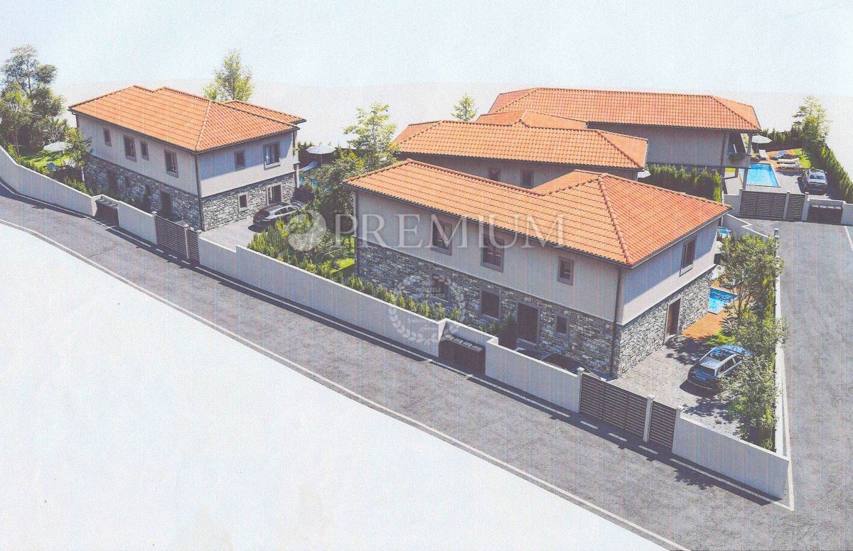 Malinska, zazidljivo zemljišče, projekt za dvojček hišo